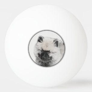 Keeshond Puppy Drawing - Cute Original Dog Art Ping Pong Ball
