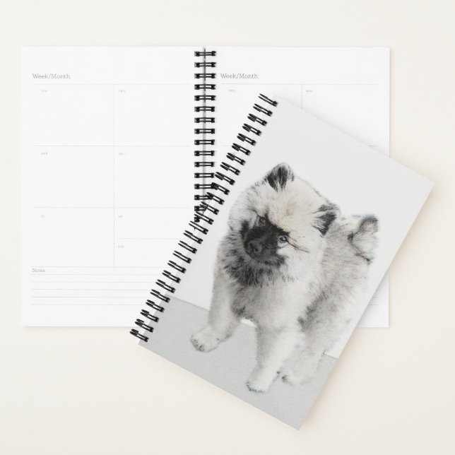 Keeshond Puppy Drawing - Cute Original Dog Art Planner (Display)