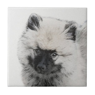 Keeshond Puppy Drawing - Cute Original Dog Art Tile