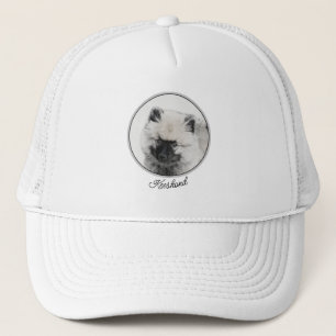 Keeshond Puppy Drawing - Cute Original Dog Art Trucker Hat