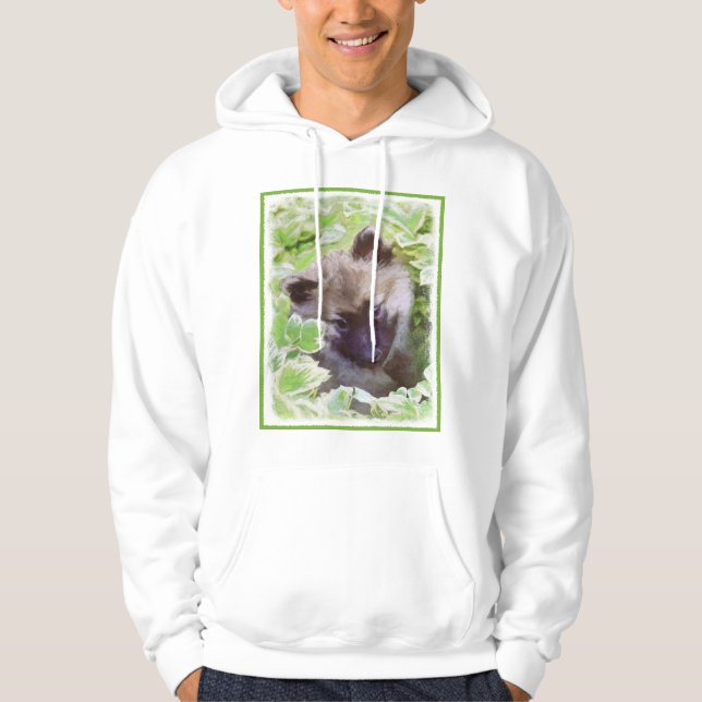 Keeshond Puppy in the Garden dog portrait, origina Hoodie (Front)