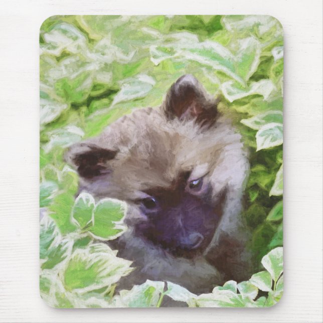 Keeshond Puppy in the Garden dog portrait, origina Mouse Mat (Front)