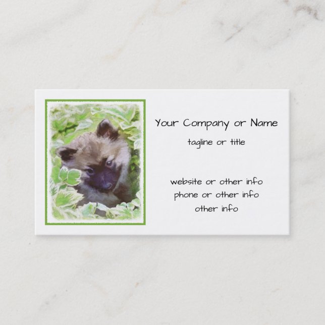 Keeshond Puppy in the Garden Painting Original Art Business Card (Front)