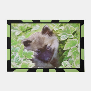 Keeshond Puppy in the Garden Painting Original Art Doormat