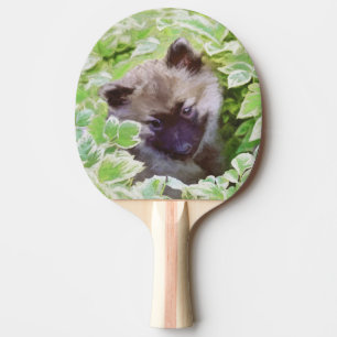 Keeshond Puppy in the Garden Painting Original Art Ping Pong Paddle