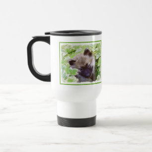 Keeshond Puppy in the Garden Painting Original Art Travel Mug