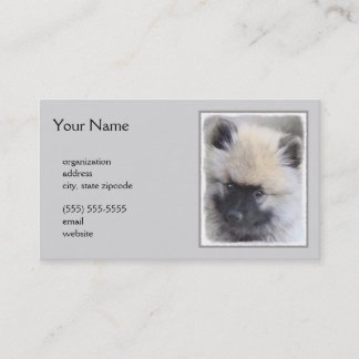 Keeshond Puppy Painting - Cute Original Dog Art Business Card