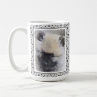 Keeshond Puppy Painting - Cute Original Dog Art Coffee Mug