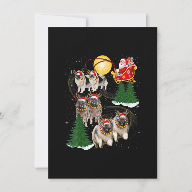 Keeshond Reindeer Christmas Dog Riding Santa Xmas Invitation (Front)