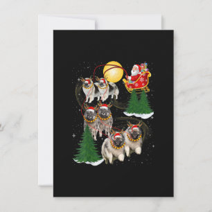 Keeshond Reindeer Christmas Dog Riding Santa Xmas Invitation