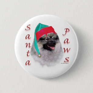 Keeshond Santa Paws 6 Cm Round Badge