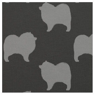 Keeshond Silhouettes Pattern Fabric