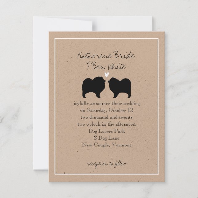 Keeshond Silhouettes Wedding Invitation (Front)