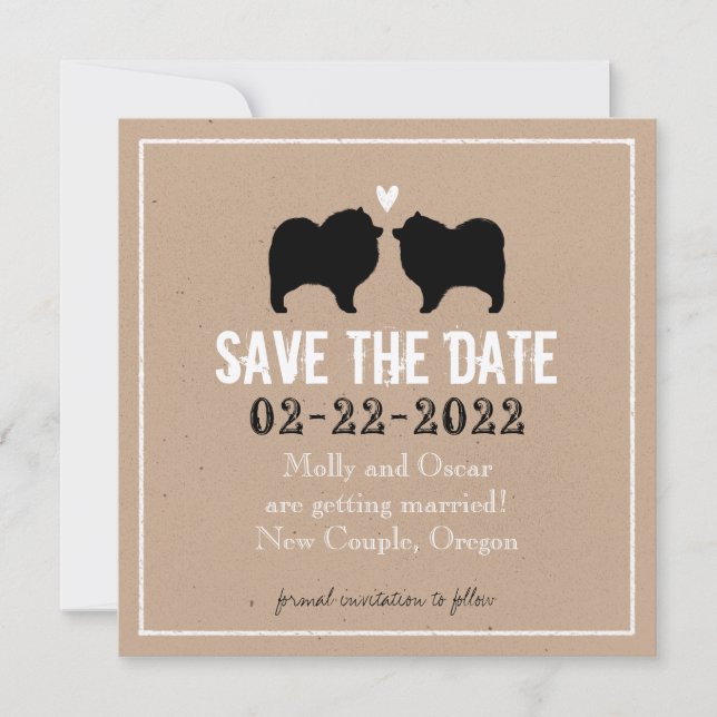 Keeshond Silhouettes Wedding Save the Date (Front)