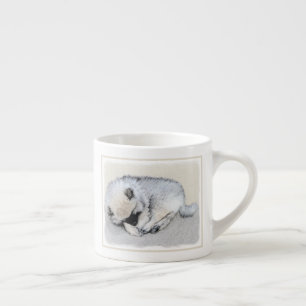 Keeshond Sleeping Puppy Painting - Original Dog Ar Espresso Cup