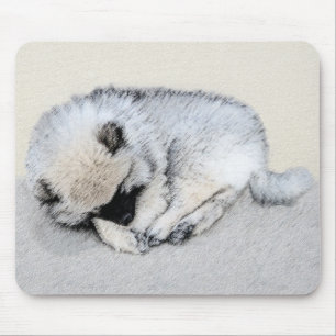 Keeshond Sleeping Puppy Painting - Original Dog Ar Mouse Mat