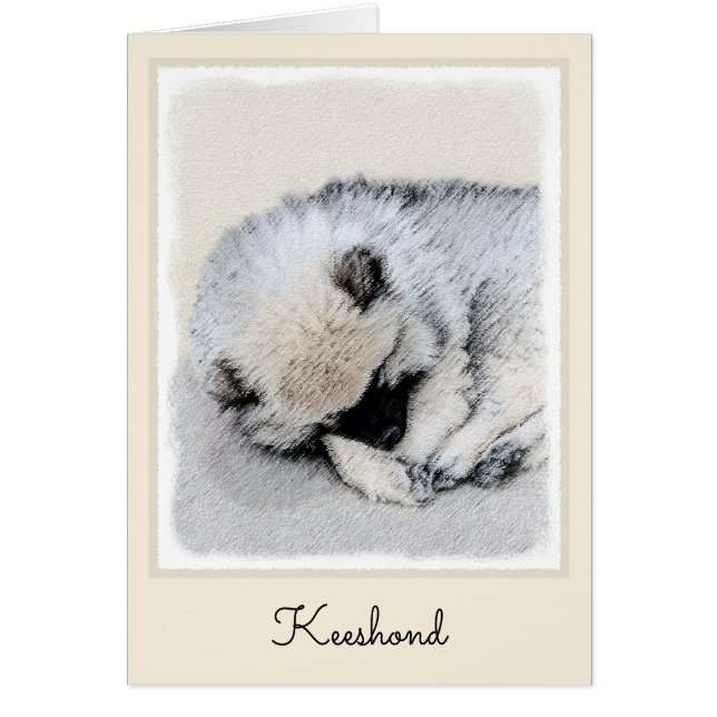 Keeshond Sleeping Puppy Painting Original Dog Art (Front)