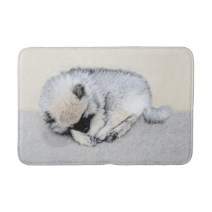 Keeshond Sleeping Puppy Painting Original Dog Art Bath Mat