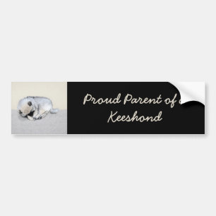 Keeshond Sleeping Puppy Painting Original Dog Art Bumper Sticker