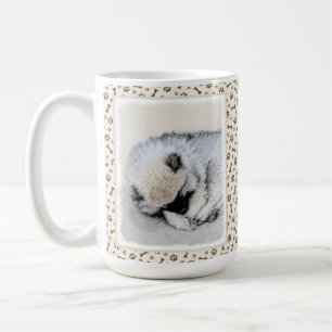 Keeshond Sleeping Puppy Painting Original Dog Art Coffee Mug