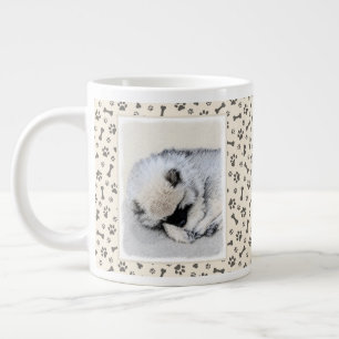 Keeshond Sleeping Puppy Painting Original Dog Art Large Coffee Mug