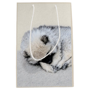 Keeshond Sleeping Puppy Painting Original Dog Art Medium Gift Bag