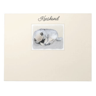 Keeshond Sleeping Puppy Painting Original Dog Art Notepad
