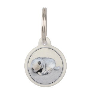 Keeshond Sleeping Puppy Painting Original Dog Art Pet Tag
