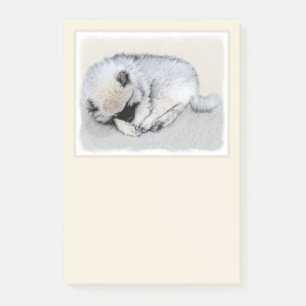 Keeshond Sleeping Puppy Painting Original Dog Art Post-it Notes
