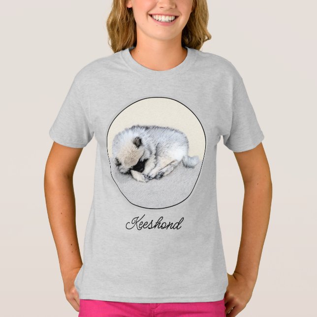 Keeshond Sleeping Puppy Painting Original Dog Art T-Shirt (Front)