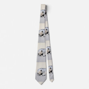Keeshond Sleeping Puppy Painting Original Dog Art Tie