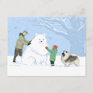 Keeshond Snow Dog   Cute Keesie WInter Scene Postcard