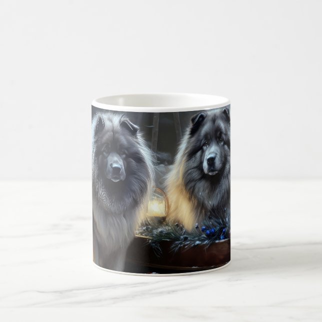 Keeshond Snowy Sleigh Christmas Decor Coffee Mug (Center)