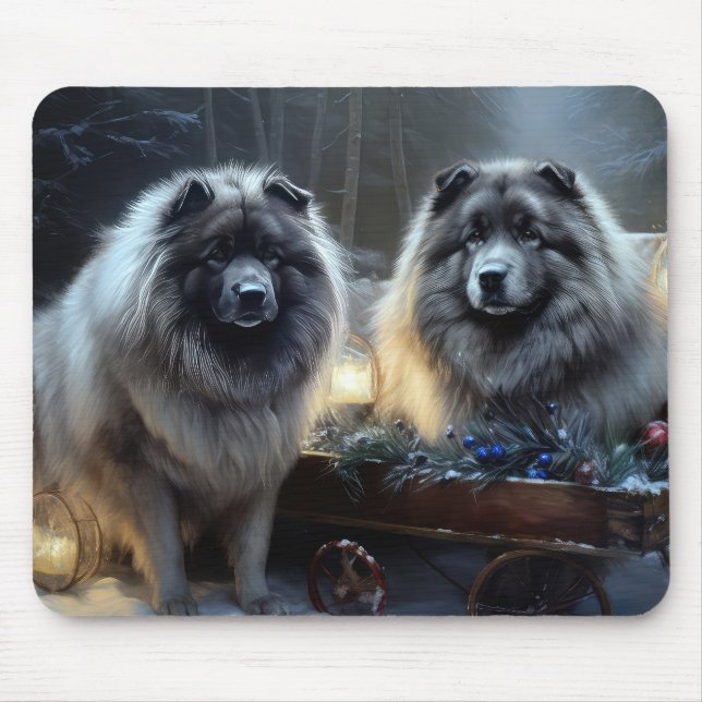Keeshond Snowy Sleigh Christmas Decor Mouse Mat (Front)