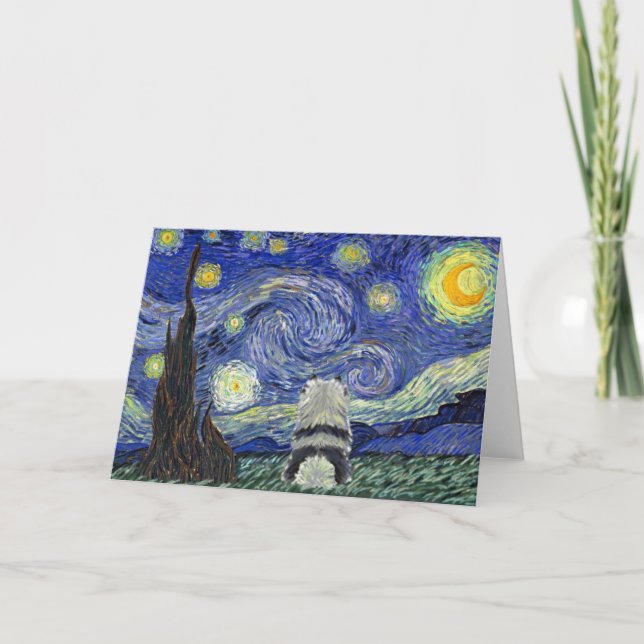 Keeshond Starry Night Card (Front)