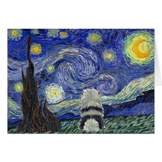 Keeshond Starry Night Card