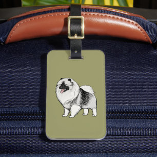 Keeshond with Customisable Text Luggage Tag