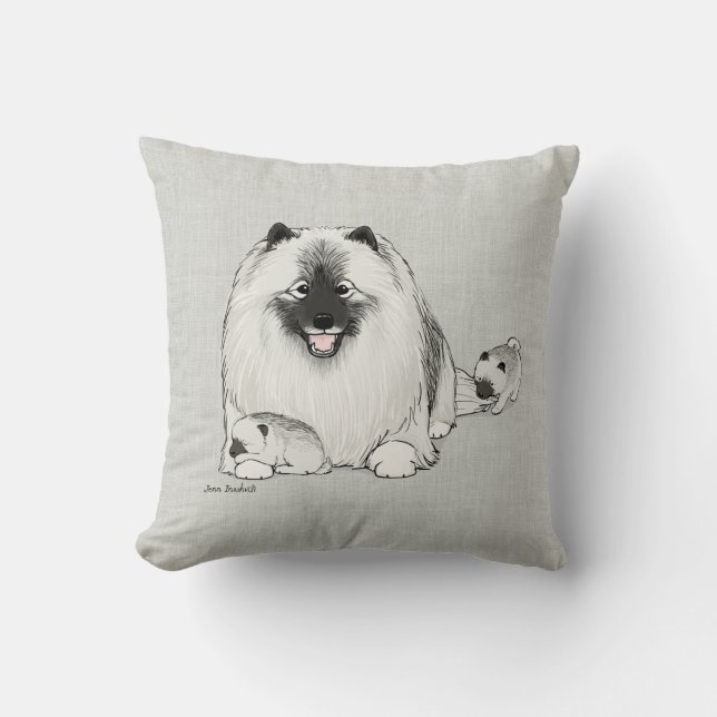 Keeshond with Puppies Cushion (Front)