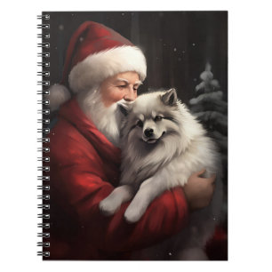 Keeshond With Santa Claus Festive Christmas Notebook