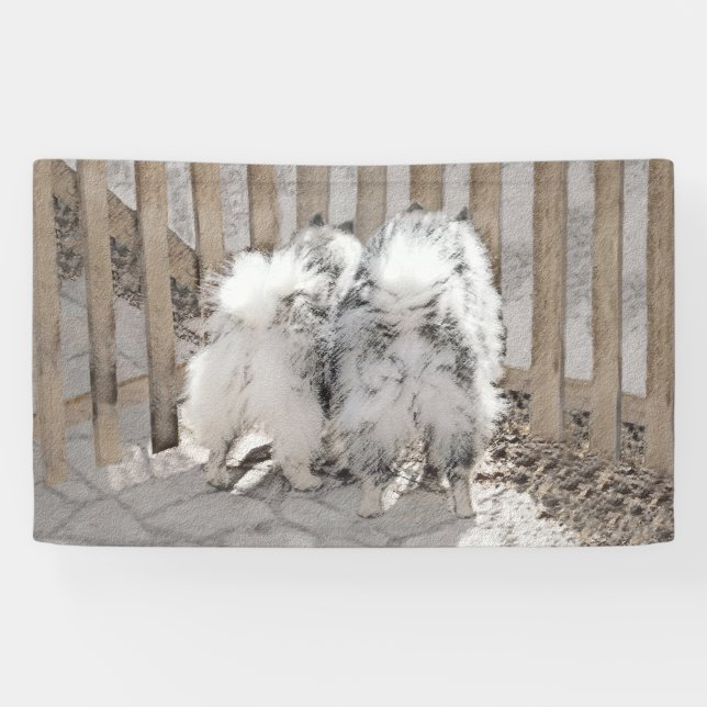 Keeshonds at the Gate Painting - Original Dog Art Banner (Horizontal)
