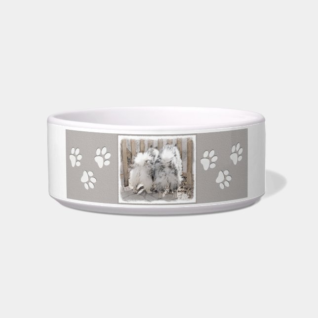 Keeshonds at the Gate Painting - Original Dog Art Bowl (Right)