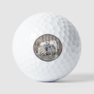 Keeshonds at the Gate Painting - Original Dog Art Golf Balls
