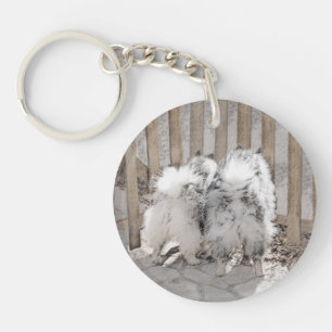 Keeshonds at the Gate Painting - Original Dog Art Key Ring