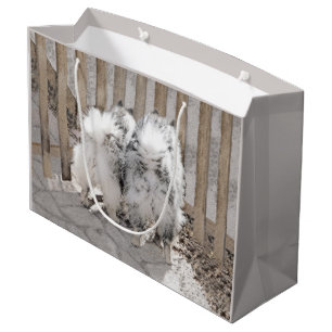 Keeshonds at the Gate Painting - Original Dog Art Large Gift Bag