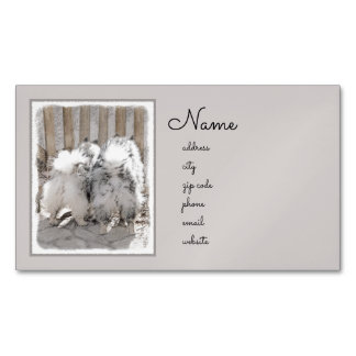 Keeshonds at the Gate Painting - Original Dog Art Magnetic Business Card