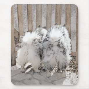 Keeshonds at the Gate Painting - Original Dog Art Mouse Mat