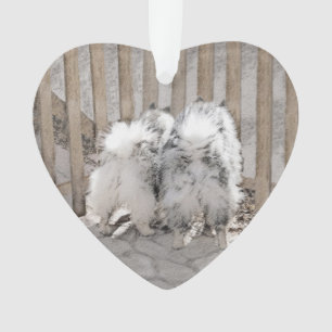 Keeshonds at the Gate Painting - Original Dog Art Ornament