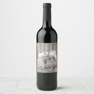 Keeshonds at the Gate Painting - Original Dog Art Wine Label