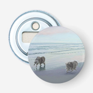 Keeshonds at the Seashore Painting Dog Art Bottle Opener