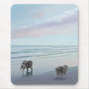 Keeshonds at the Seashore Painting Dog Art Mouse Mat
